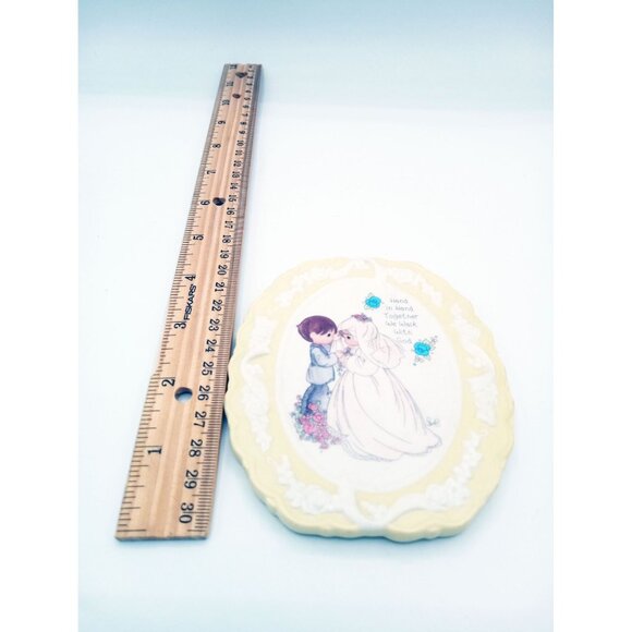 Vintage Precious Moments Ceramic Wall Plaque Hand In Hand Together We Walk God - Picture 3 of 12